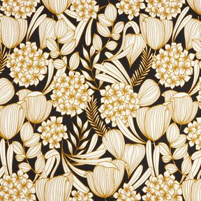 Satin de coton Tropische Blumen – noir, 