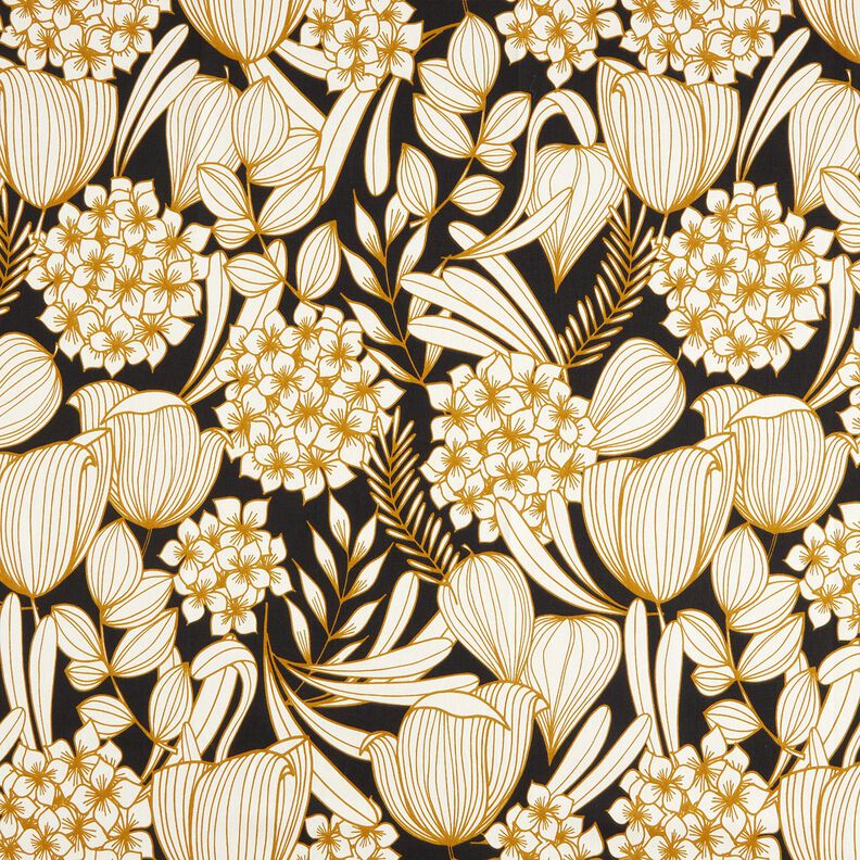 Satin de coton Tropische Blumen – noir,  image number 1
