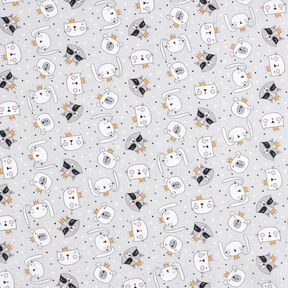 Popeline coton Animaux avec couronnes – gris clair, 