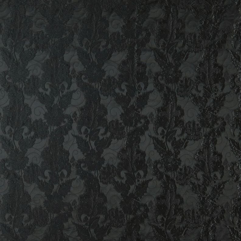 Jacquard d’habillement Brocart Fleurs – noir, image number 1