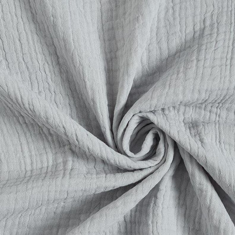 GOTS Tissu triple gaze de coton – gris clair,  image number 1