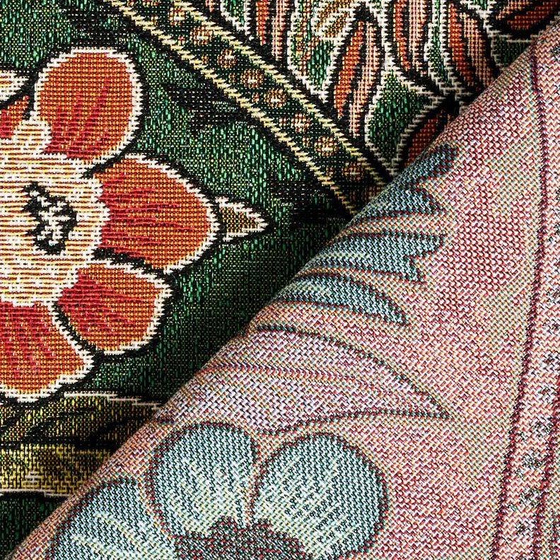 Tissu de décoration Gobelin Blumenornamente – vert/orange clair, image number 4