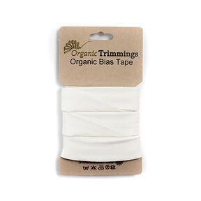 Biais Jersey de coton bio [3 m | 20 mm] – blanc, 