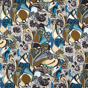Tissu en viscose Fleurs et feuilles – noir, 