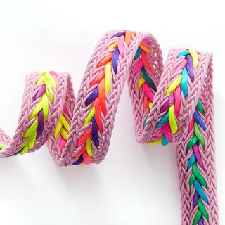 Ruban décoratif avec motif chevrons [ 20 mm ] – rose/jaune fluo, 
