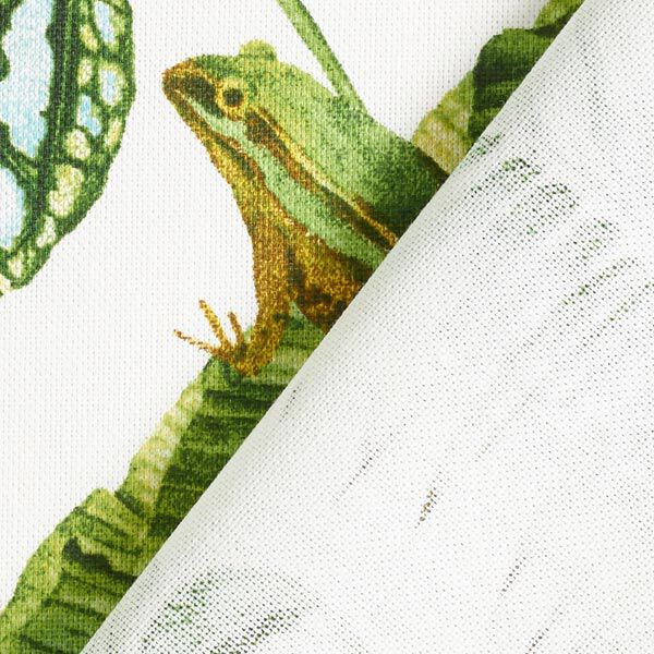 Tissu de décoration Semi-panama feuilles exotiques – vert/blanc, image number 5