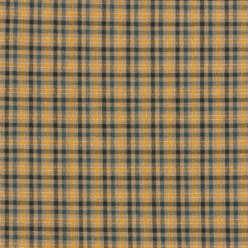Mélange viscose Carreaux avec lurex – beige foncé/jaune curry,  image number 1