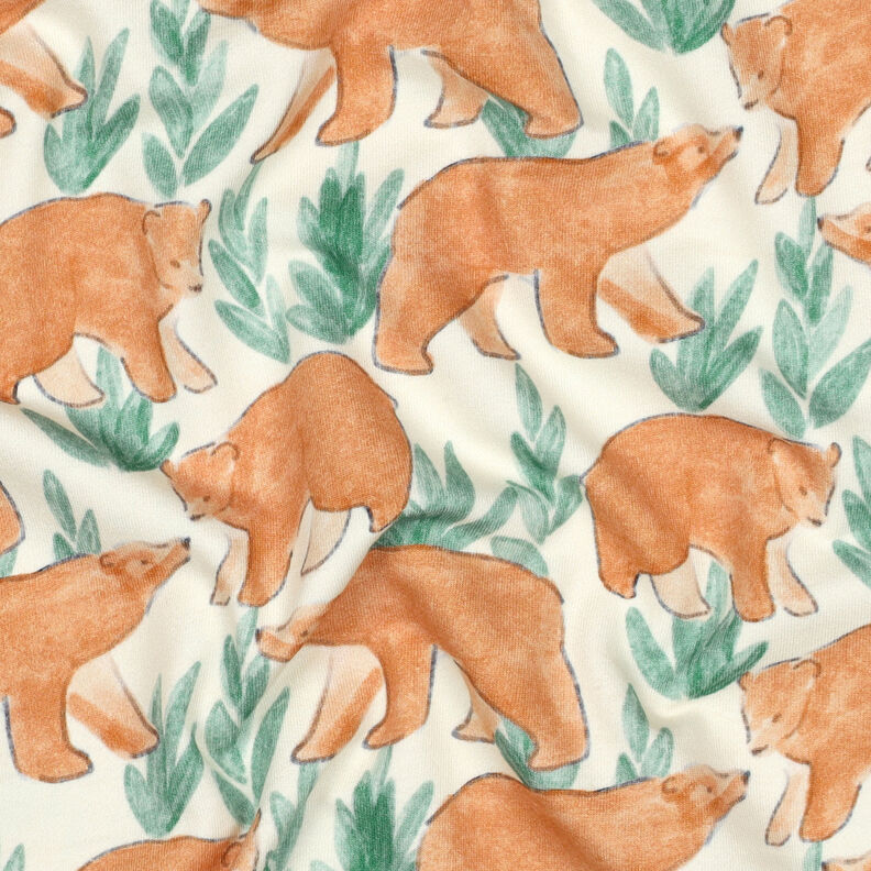 French Terry Sweat d’été Ours à l'aquarelle Impression numérique | Poppy Fabrics – écru, image number 2