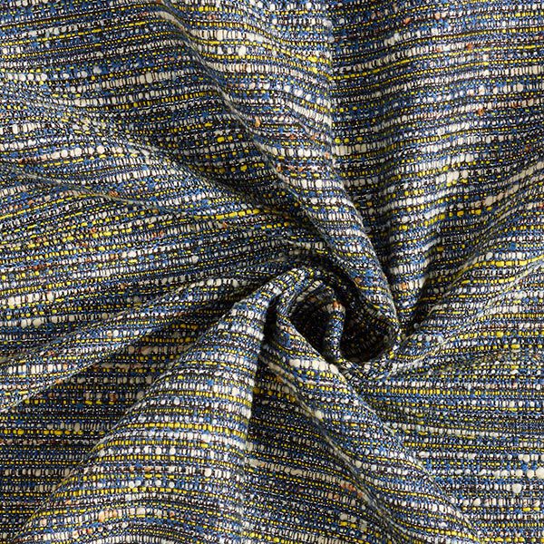 Tissu polyester aspect bouclé avec lurex – noir/jaune,  image number 3