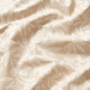 Coton enduit Jacquard tissu enduit motif olives – nature/beige clair, 