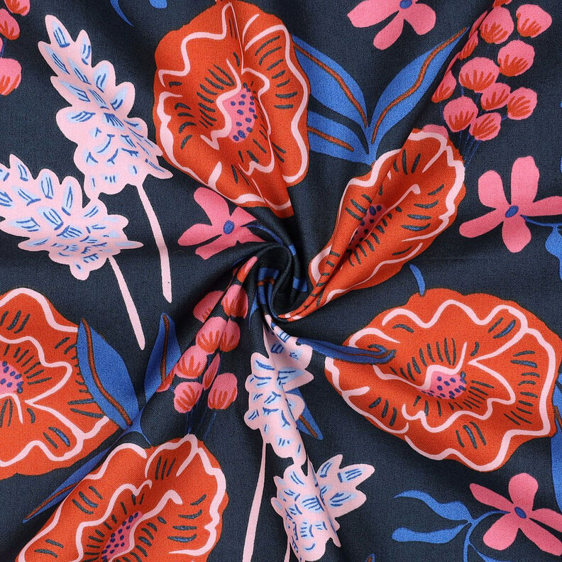 Popeline coton Fresh Flowers | Nerida Hansen – bleu nuit,  image number 4