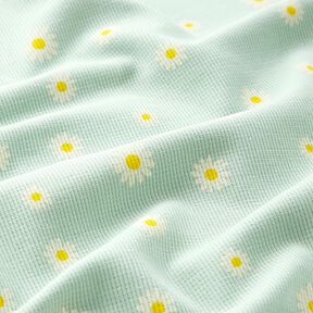 Jersey gaufré marguerites – menthe clair, 