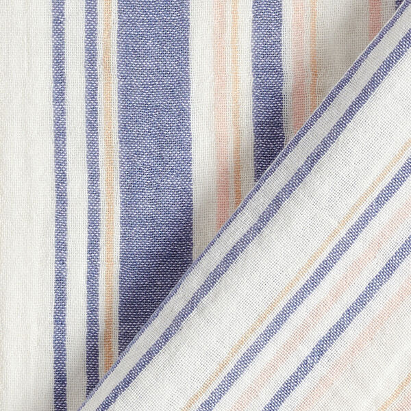 Tissu double gaze de coton rayures tissés teints | Poppy – blanc/bleu marine,  image number 4