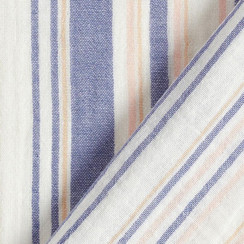 Tissu double gaze de coton rayures tissés teints | Poppy – blanc/bleu marine,  image number 4