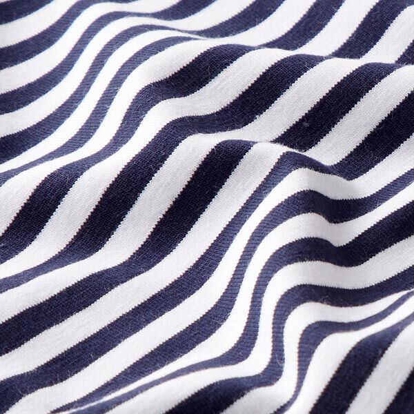 Jersey coton Rayures étroites – bleu marine/blanc,  image number 2