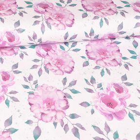 Jersey coton Roses | Glitzerpüppi – blanc, 