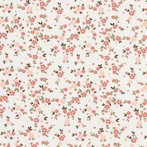 Jersey coton fleurs roses – ivoire, 