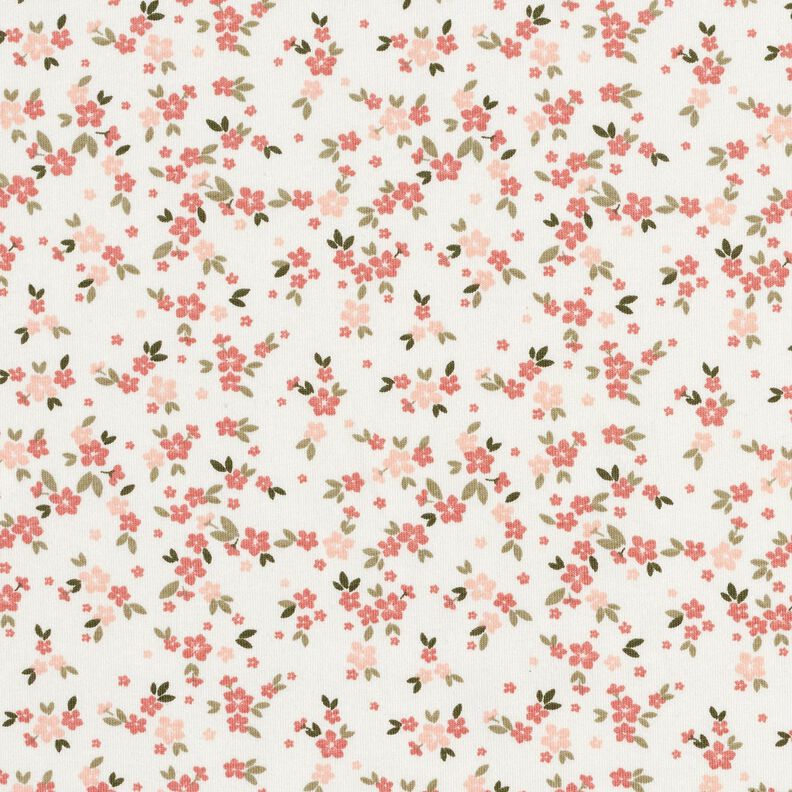 Jersey coton fleurs roses – ivoire, image number 1