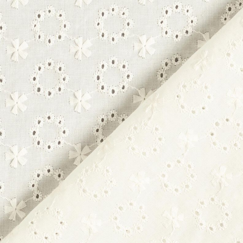 Batiste de coton Dentelle brodée Couronnes de fleurs – écru,  image number 4