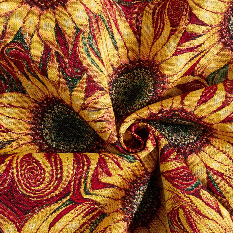 Tissu de décoration Gobelin Tournesols – carmin/jaune soleil,  image number 3