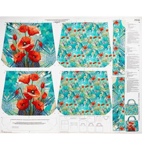 Sacs Panel Canvas Coquelicots colorés – bleu noir/rouge feu, 