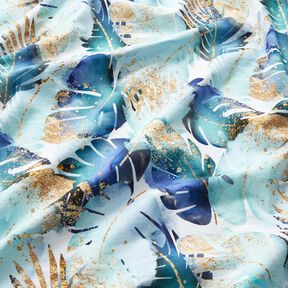 Jersey coton Buisson de feuilles de palmier | Glitzerpüppi – blanc/eucalyptus, 