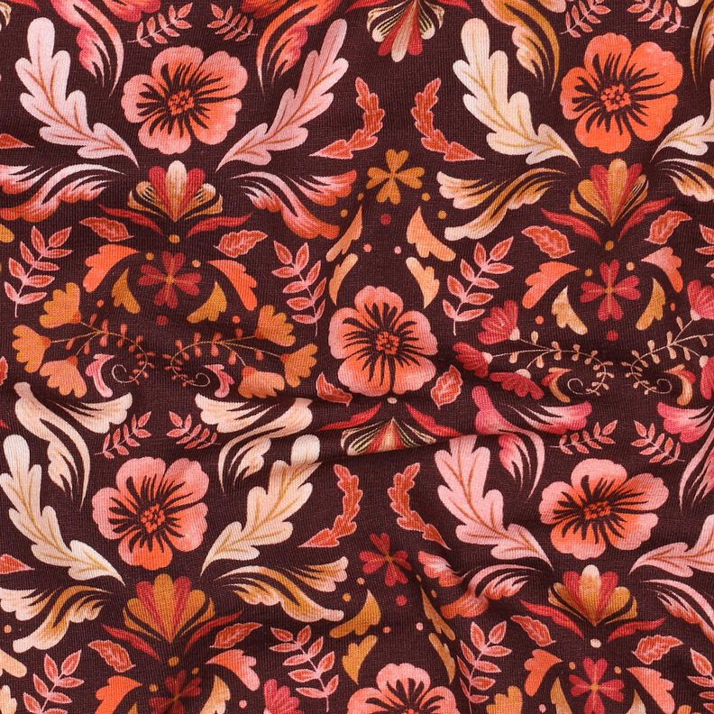 Jersey coton Fleurs Impression numérique – rouge bordeaux,  image number 2