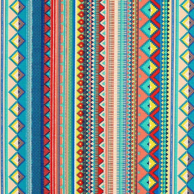 Coton enduit Rayures ethniques – bleu/orange,  image number 1
