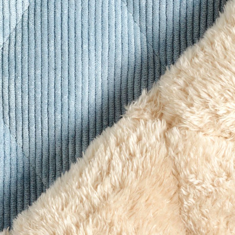 Tissu matelassé Velours côtelé à losanges avec envers fourrure – bleu clair,  image number 5