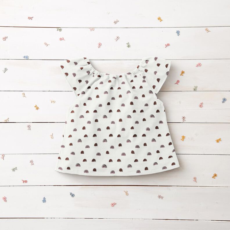 Tissu gaze de coton petits arcs-en-ciel, lisses – ivoire/rose, image number 7