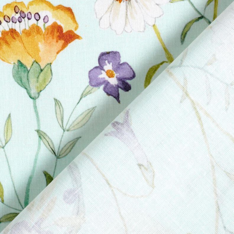 Tissu en coton Popeline Fleurs sauvages – menthe clair/lavande, image number 4