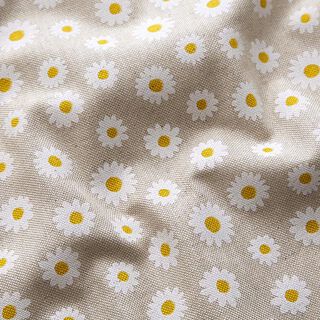 Tissu de décoration Semi-panama petites pâquerettes – nature/blanc, 