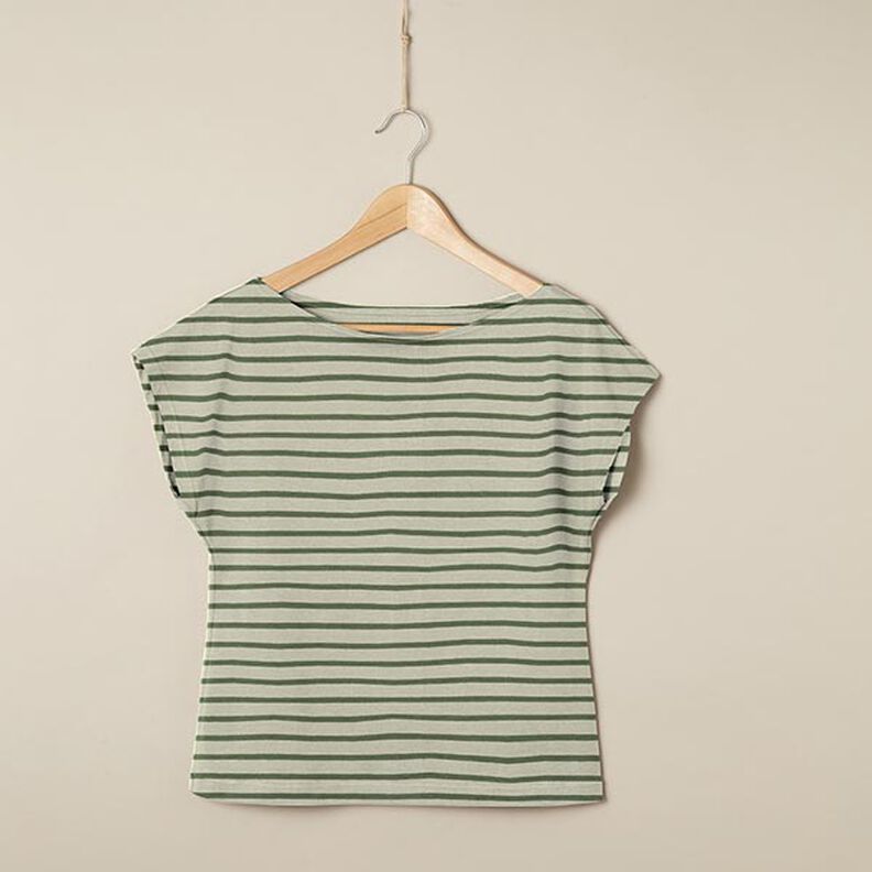 Jersey de coton Rayures fines et larges – roseau/pin, image number 6