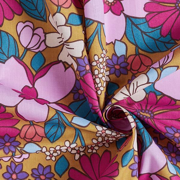 Tissu en coton Cretonne Fleurs en pop-art – cannelle/rose vif,  image number 3