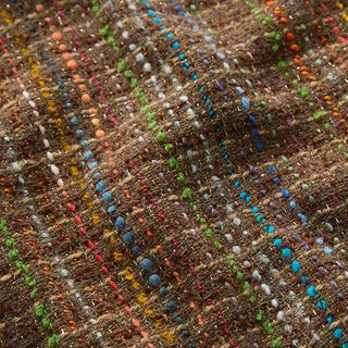 Bouclé en laine vierge mélangée Rayures colorées & lurex – marron moyen | Reste 120cm, 