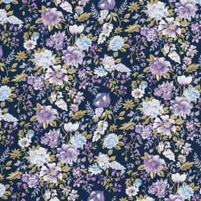 Popeline coton Prairie fleurie romantique – bleu marine/lavande, 