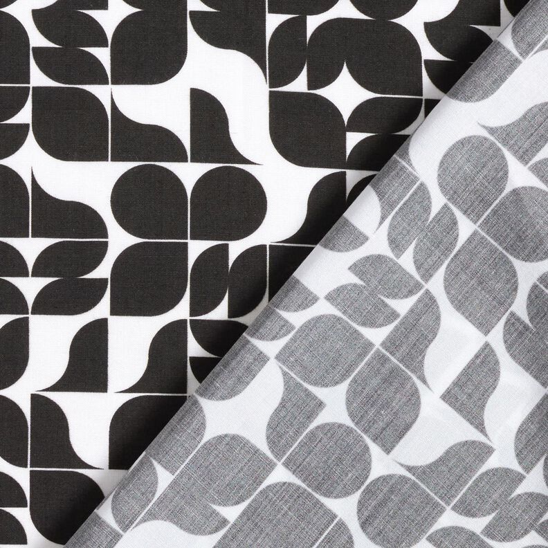 Tissu viscose Graphiques rétro – noir/blanc, image number 4