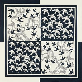 Panneau satin hirondelles | Katia Fabrics – anthracite/crème, 