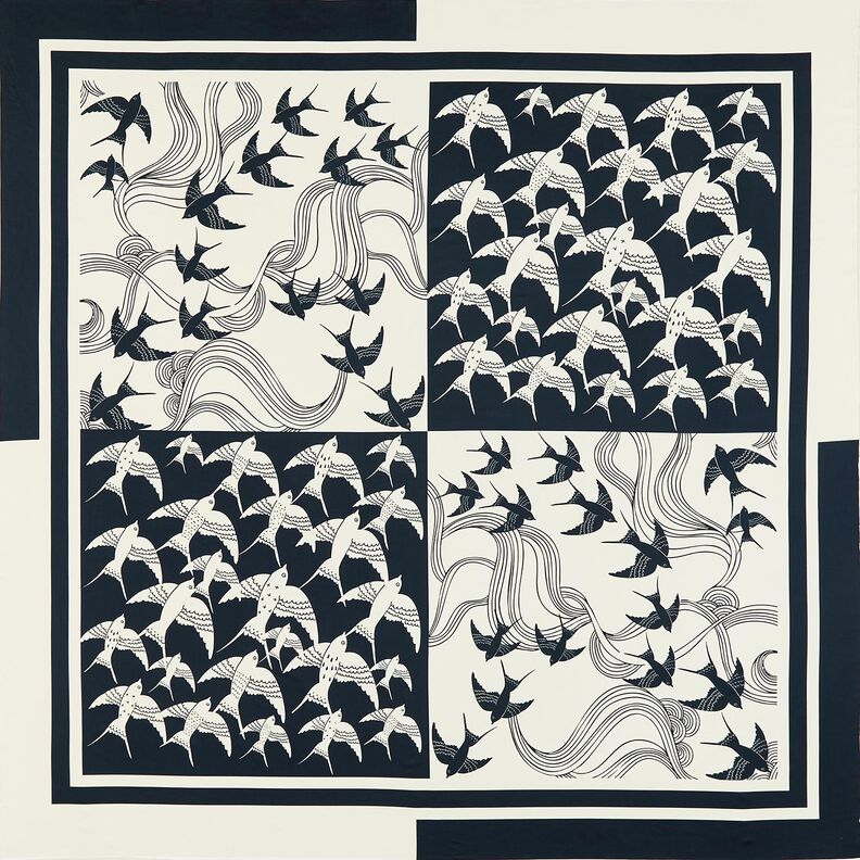Panneau satin hirondelles | Katia Fabrics – anthracite/crème, image number 1