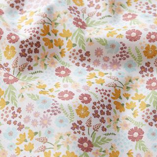 Popeline de coton bio Jolies fleurs – blanc/jaune, 
