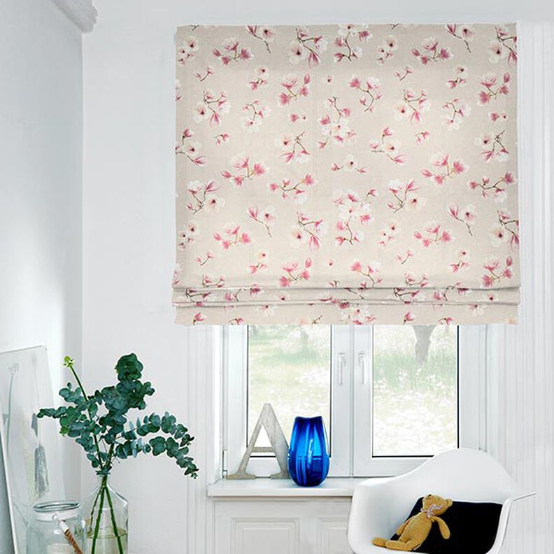 Tissu de décoration Semi-panama Fleur de magnolia – mauve/nature,  image number 6