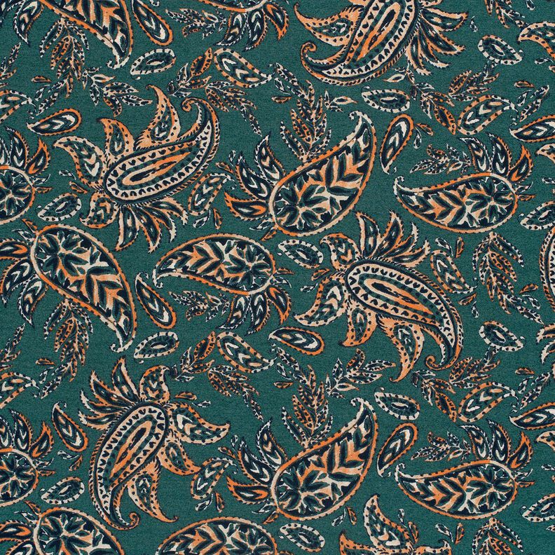 Jersey romanite Paisley – sapin bleu/orange pêche, image number 1