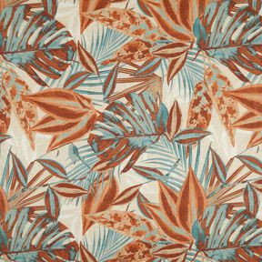 Tissu d’extérieur Canvas große Blätter – nature/terre cuite, 