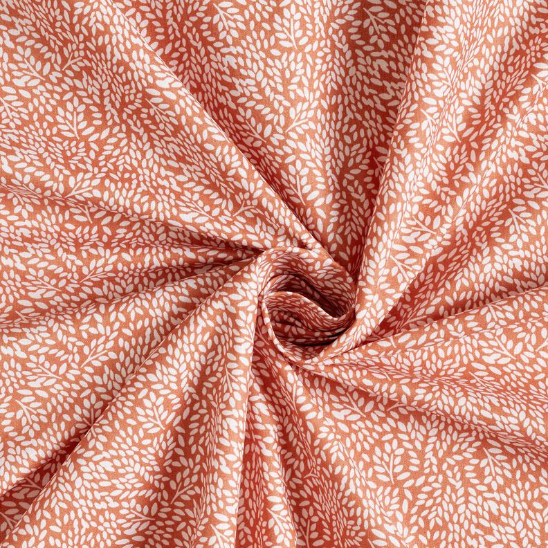 Tissu en coton Cretonne Mini feuilles – homard/blanc,  image number 3