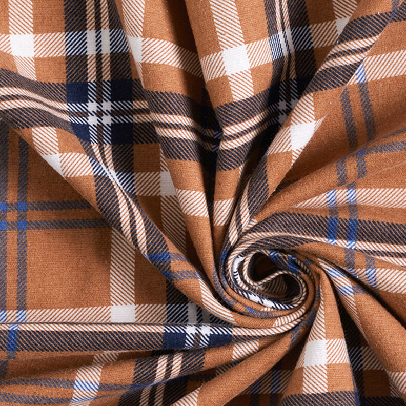 Flanelle coton Motif imprimé à carreaux | by Poppy – brun faon/bleu roi,  image number 3