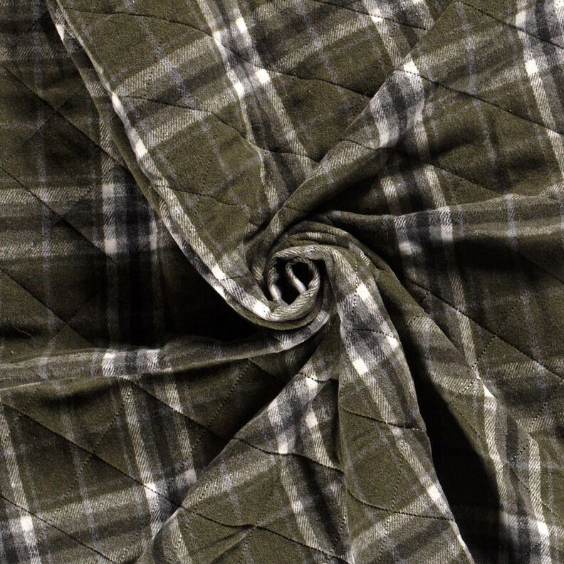 Tissu matelassé à carreaux – olive foncé/gris pierre, image number 3