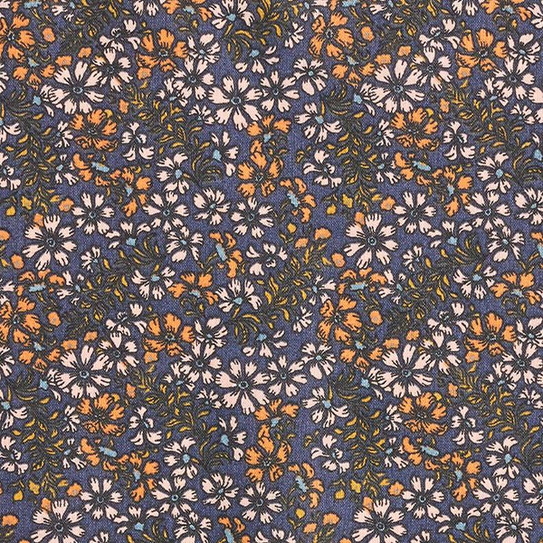 Tissu en coton Cretonne Millefleurs et branches – bleu marine,  image number 1