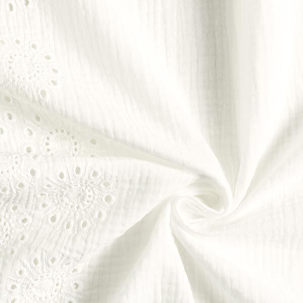 Mousseline avec bordure en broderie à trous sur un côté – blanc,  image number 4