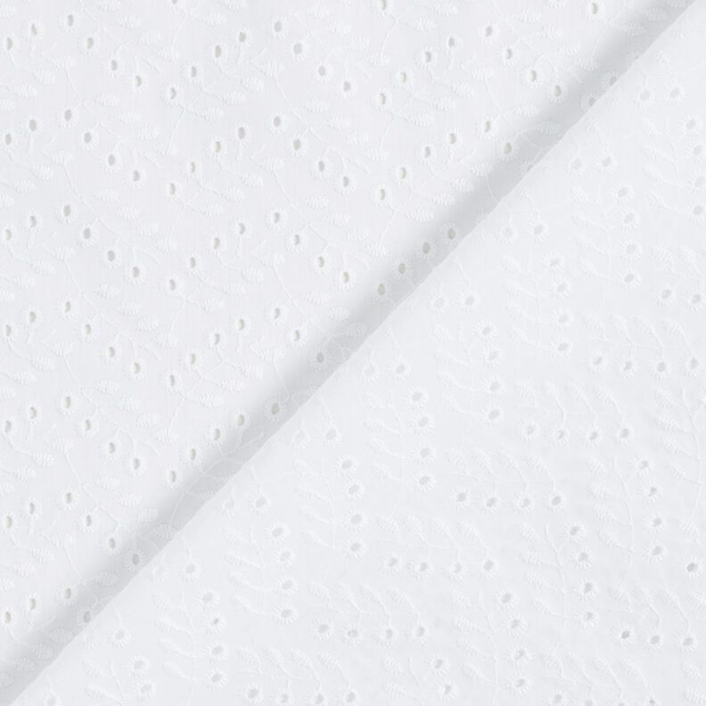 Batiste Dentelle brodée Vrilles de feuilles – blanc,  image number 3