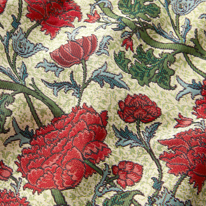Tissu de décoration Gobelin Pivoines artistiques – beige clair/carmin, image number 2